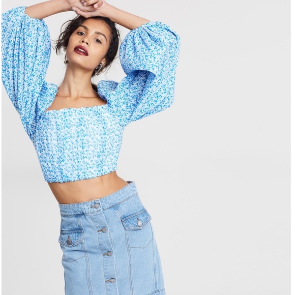 C/MEO Collective Smocked Cropped Puff Sleeve Blouse - Picture 2 of 8